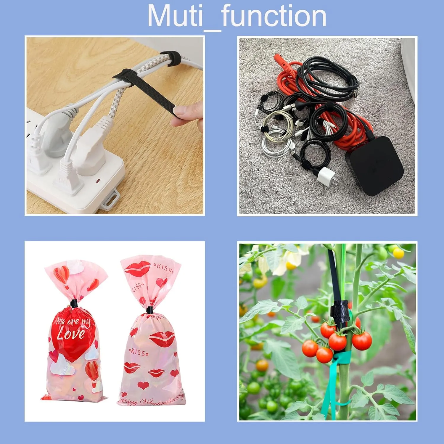 100PCS Cable Ties, 6-Inch Reusable Cord Organizer, Multifunctional Wire Organizer, Perfect for Cable Management in the Home, Office and Garden