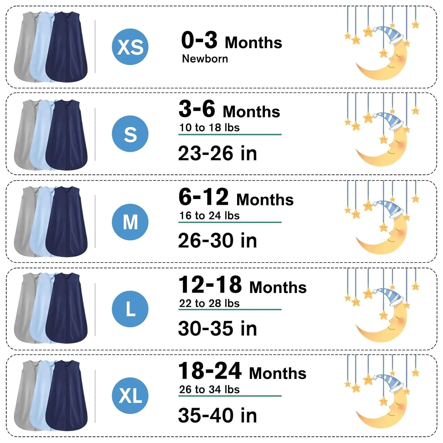 3 Pack Baby Sleep Sack 12-18 Months 100% Rayon Cotton Baby Sleeping Bag 2-Way Zipper Toddler Wearable Blankets,Comfy Stretchy Thin Sleep Sacks.TOG 0.3 (Large)