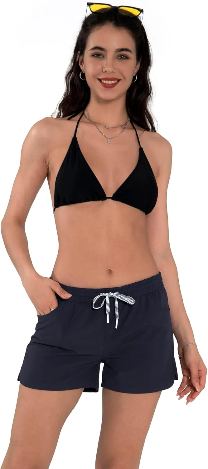 Actleis Womens Swim Shorts UPF50  Board Shorts Quick Dry Beach Shorts Drawstring Sports Summer Bottom