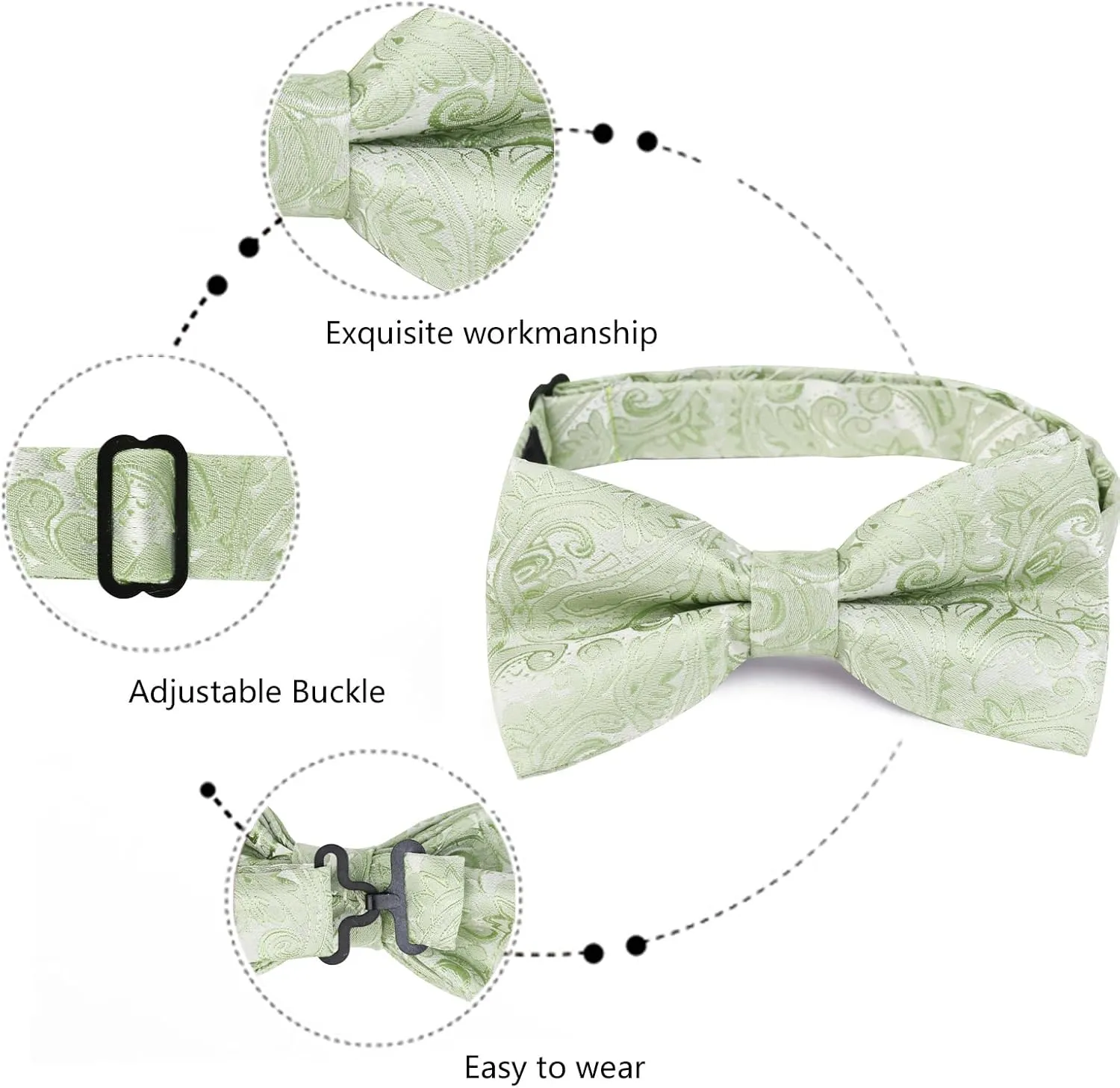 Alizeal Mens Paisley Bow Tie, Hanky and Cufflinks
