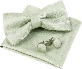 Alizeal Mens Paisley Bow Tie, Hanky and Cufflinks