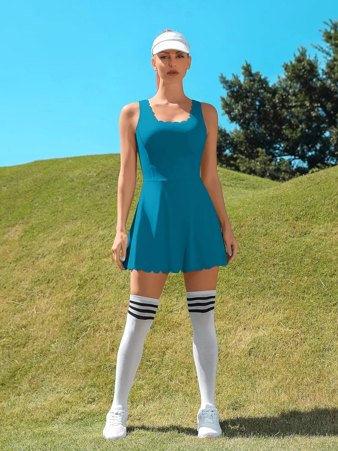 ATTRACO Women Tennis Dress with Shorts Workout Golf Skirts with Pockets Athletic Dresses