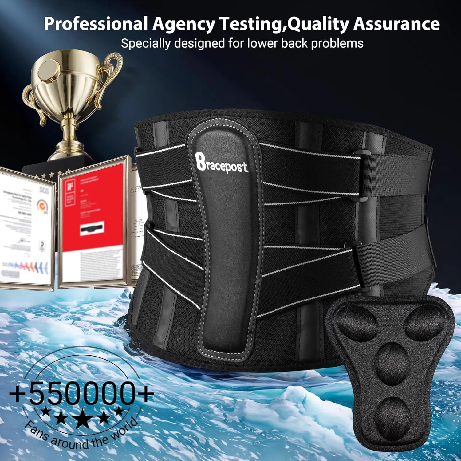 Back Brace For Lower Back Pain Women Men With 360Support & Hot/Cold Compress,Breathable Back Support Belt With 3D Pad,Adjustable Back Brace For Sciatica,Herniated Disc,Scoliosis,L