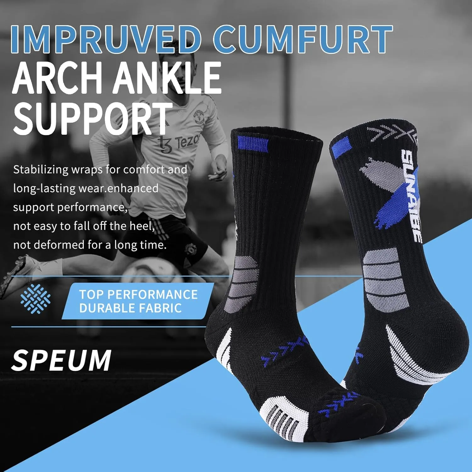 Basketball Socks for Men,Performance Cushioned Men's Athletic Crew Socks with Arch Compression for Basketball Sports