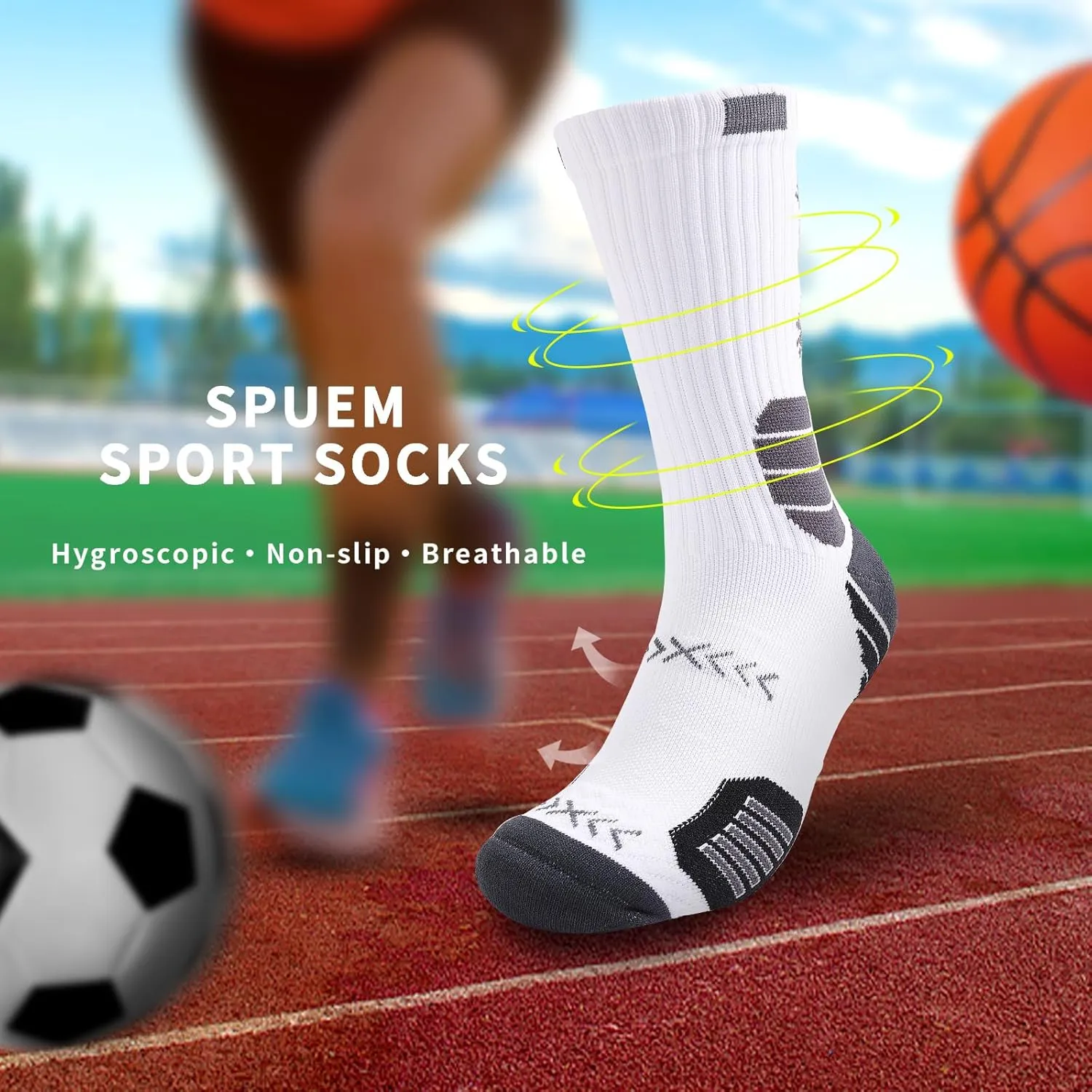 Basketball Socks for Men,Performance Cushioned Men's Athletic Crew Socks with Arch Compression for Basketball Sports