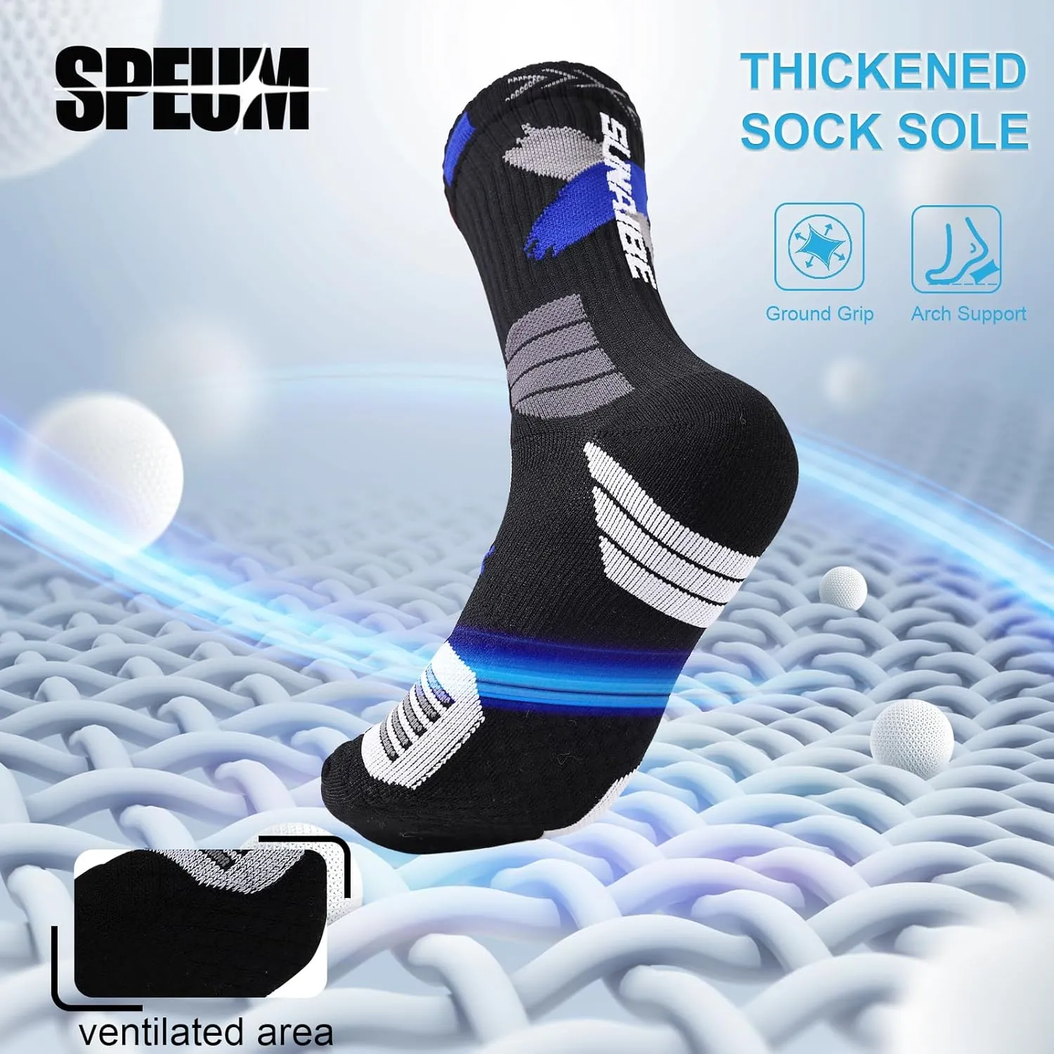 Basketball Socks for Men,Performance Cushioned Men's Athletic Crew Socks with Arch Compression for Basketball Sports