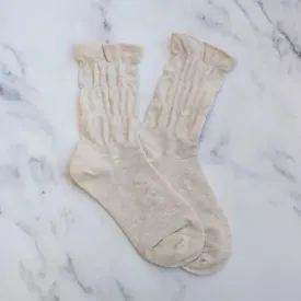 Beige Triple Ruffle Socks