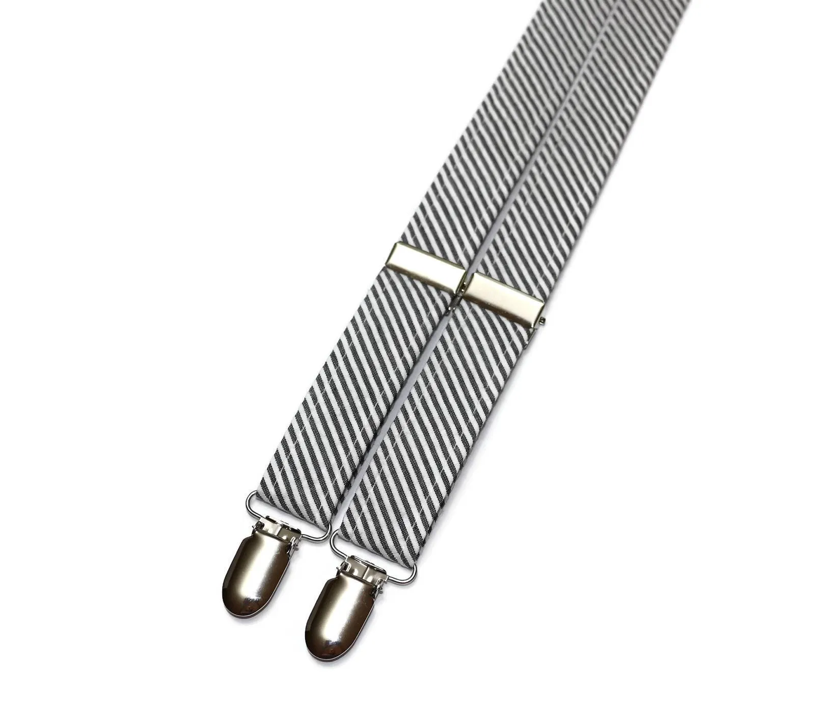 Black Seersucker Suspenders - Boys