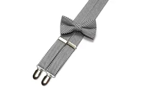 Black Seersucker Suspenders - Boys