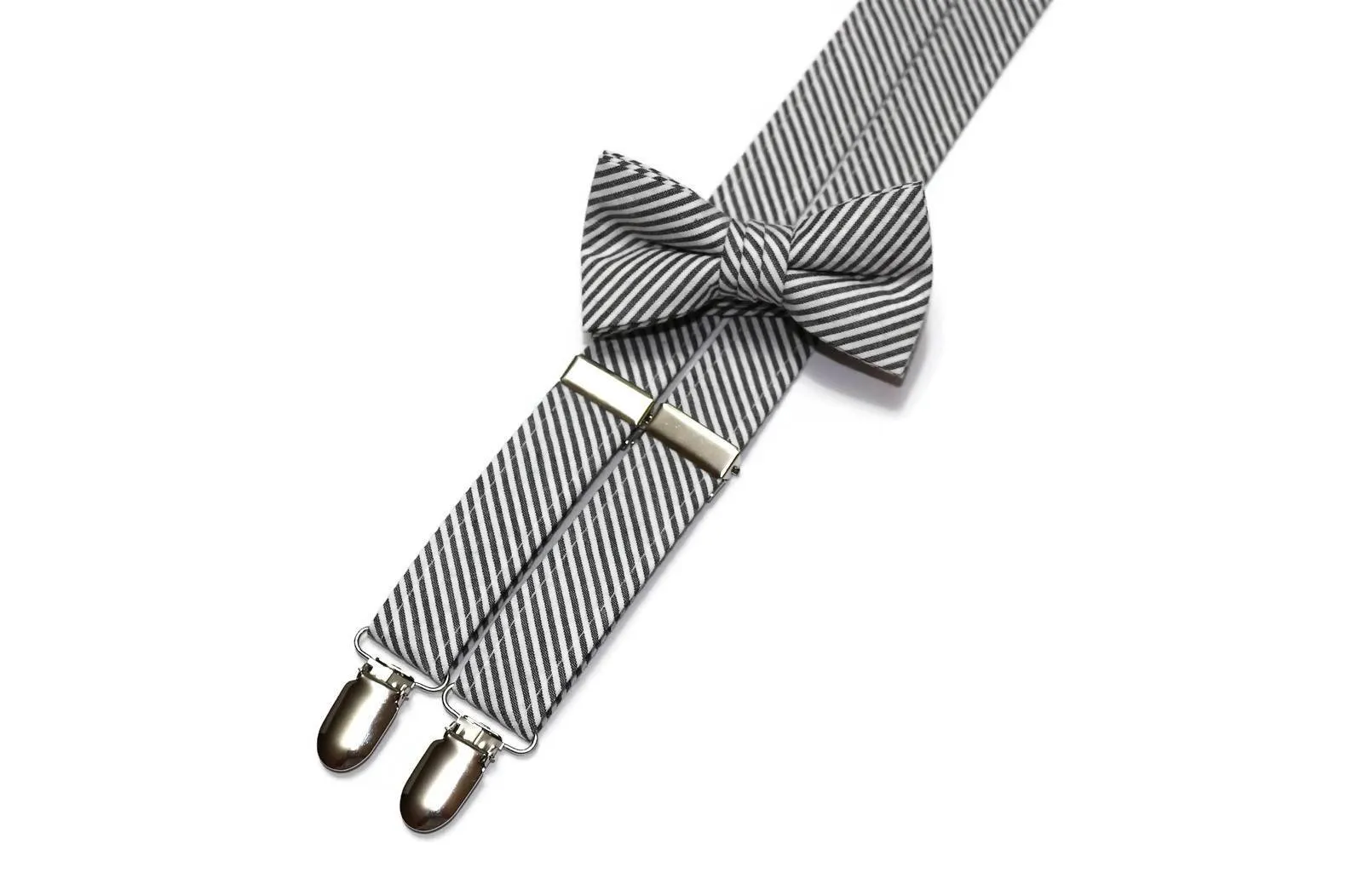 Black Seersucker Suspenders - Boys