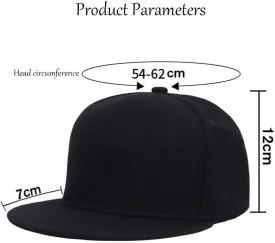Boolavard Classic Snapback Hat Cap Hip Hop Style Flat Bill Blank Solid Color Adjustable Size