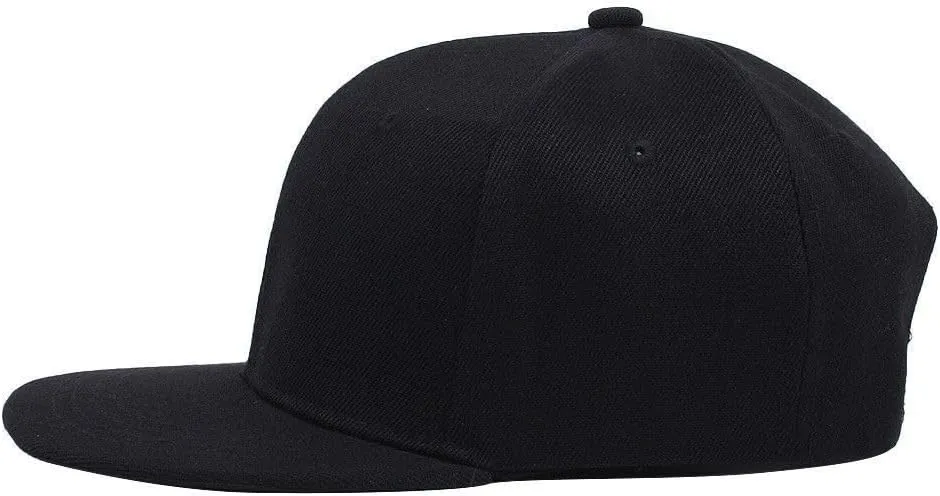 Boolavard Classic Snapback Hat Cap Hip Hop Style Flat Bill Blank Solid Color Adjustable Size
