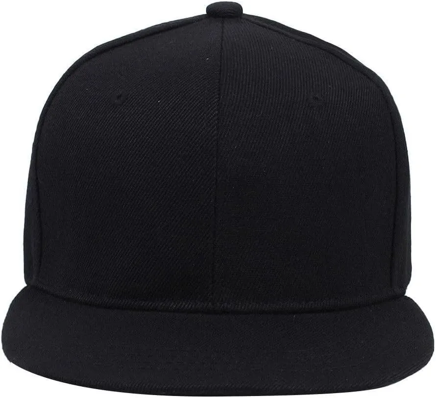 Boolavard Classic Snapback Hat Cap Hip Hop Style Flat Bill Blank Solid Color Adjustable Size
