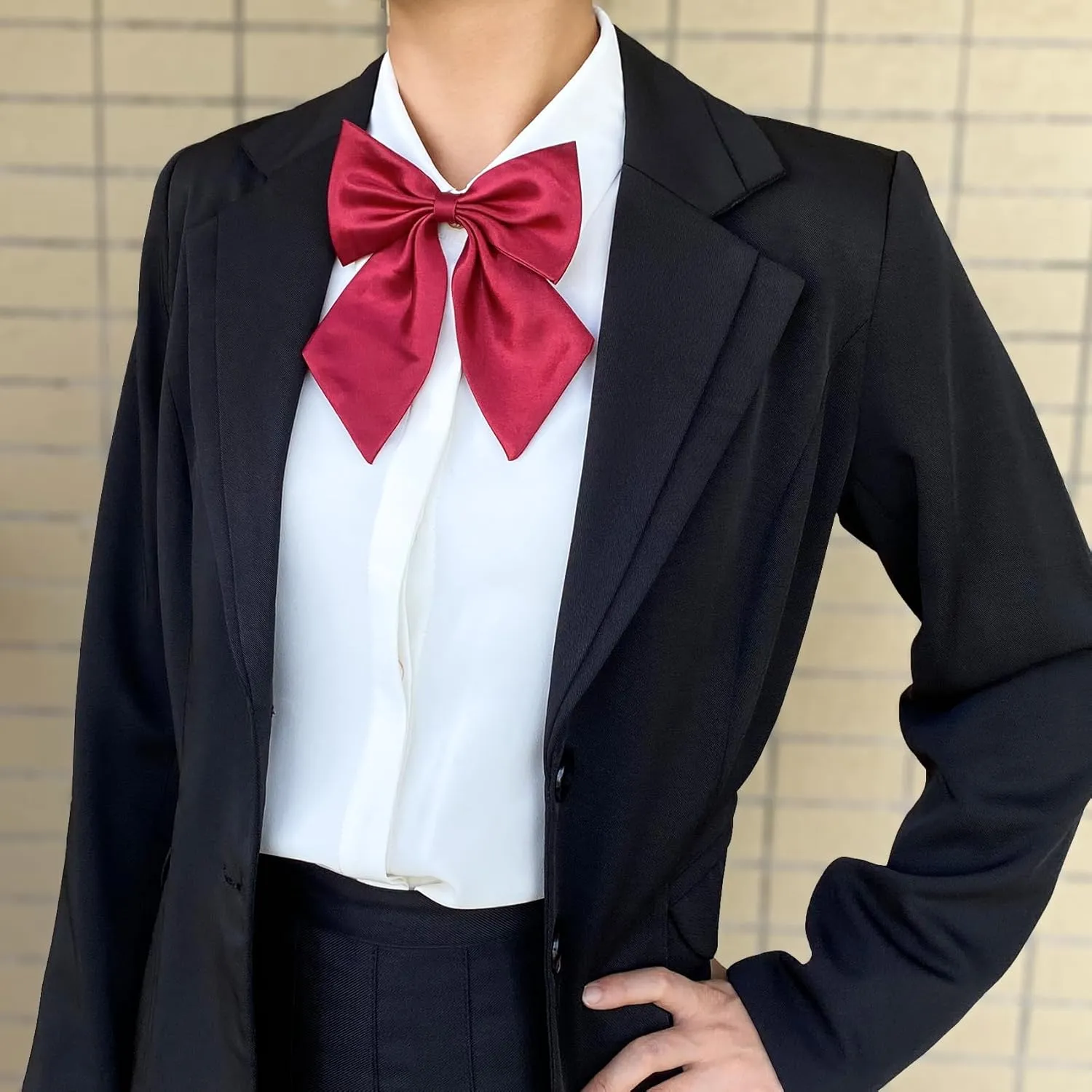 Bow Tie for Women, Adjustable Elegant Satin Bowtie for Dresses & Graduation & School Uniform & Weddings W-B1