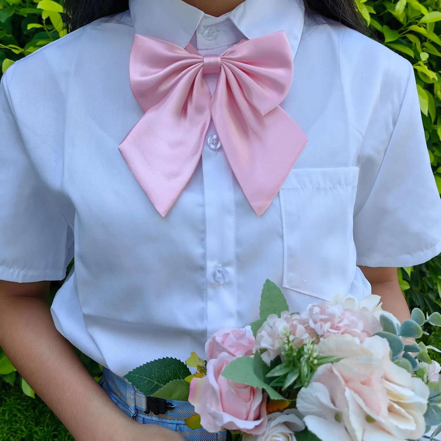 Bow Tie for Women, Adjustable Elegant Satin Bowtie for Dresses & Graduation & School Uniform & Weddings W-B1