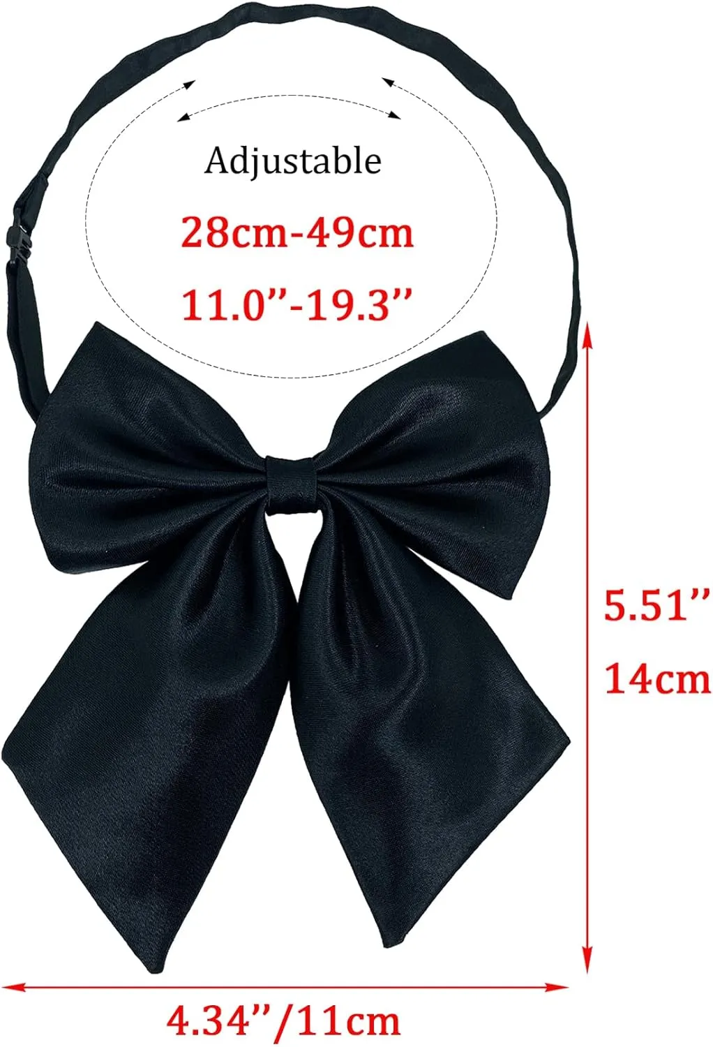 Bow Tie for Women, Adjustable Elegant Satin Bowtie for Dresses & Graduation & School Uniform & Weddings W-B1