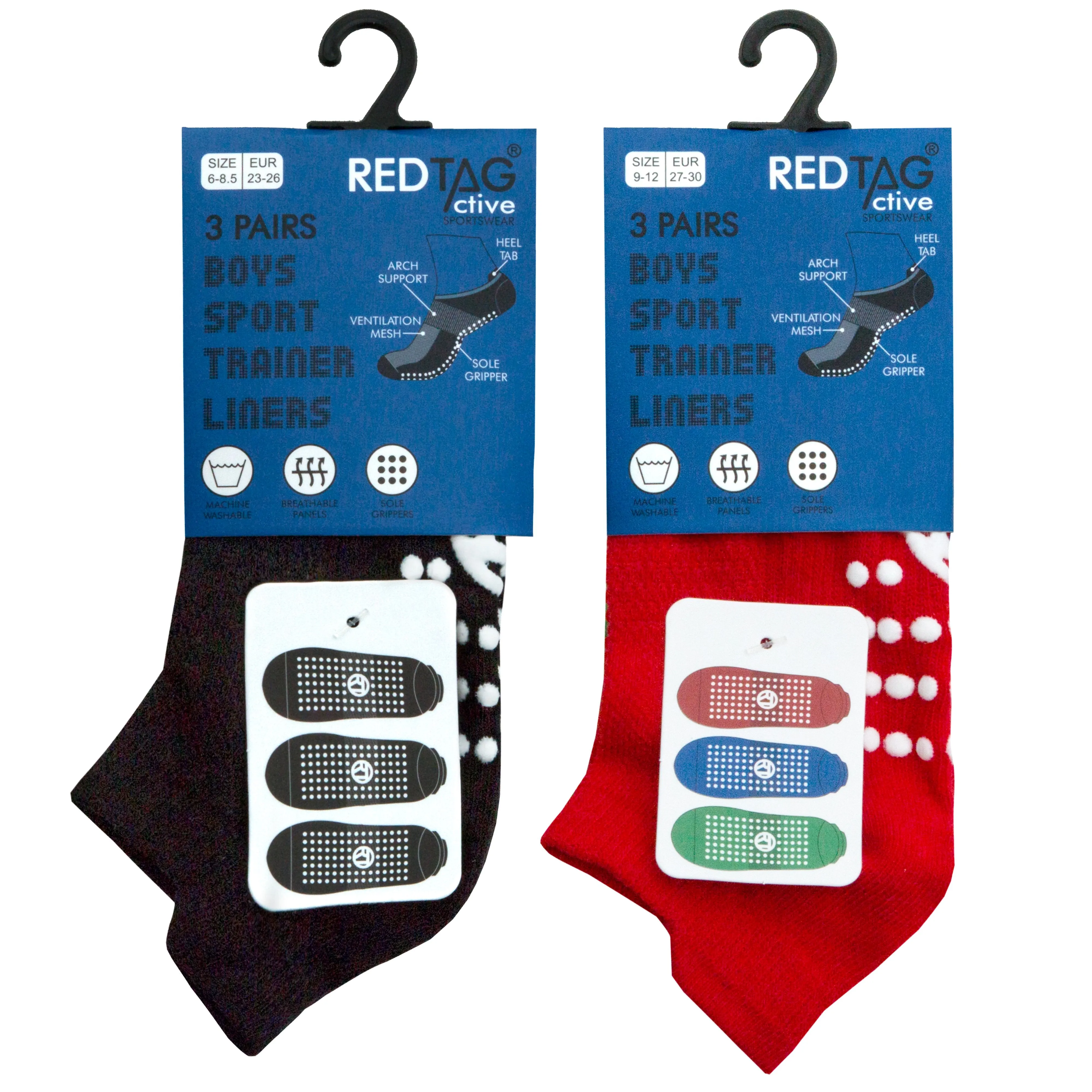 Boys 3 Pack Gym Socks With Grippers - (42B567)