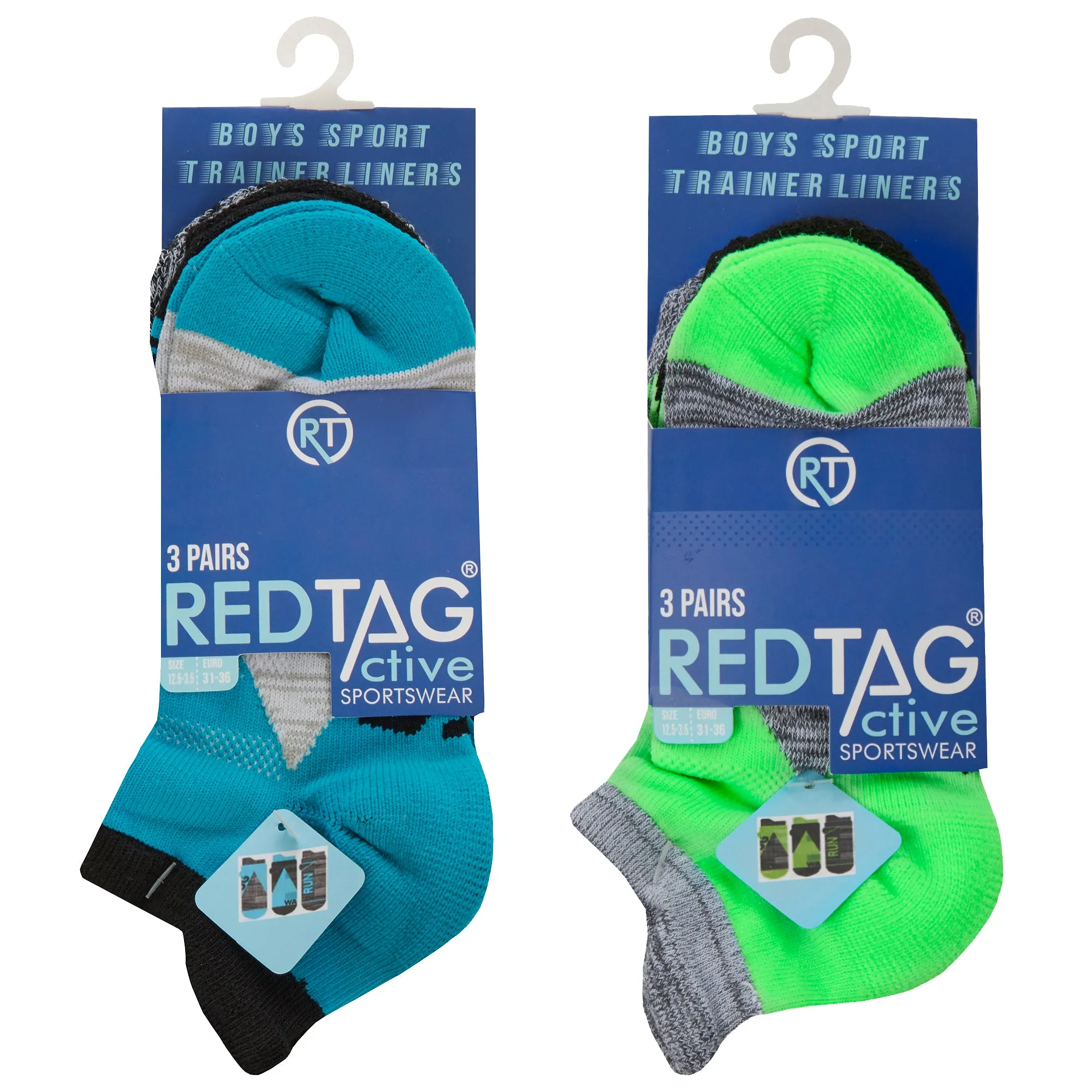 Boys 3 Pairs Trainer Liner Socks - Run-Jog-Walk (PK12) (12.5-3.5 - 4-6) 42B608