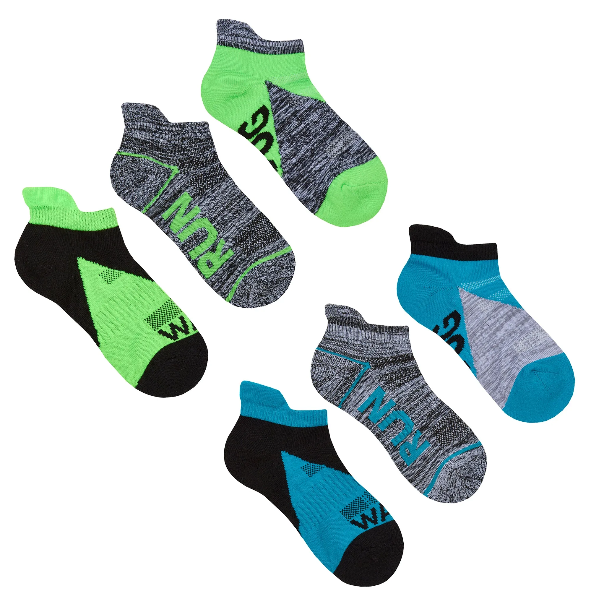 Boys 3 Pairs Trainer Liner Socks - Run-Jog-Walk (PK12) (12.5-3.5 - 4-6) 42B608