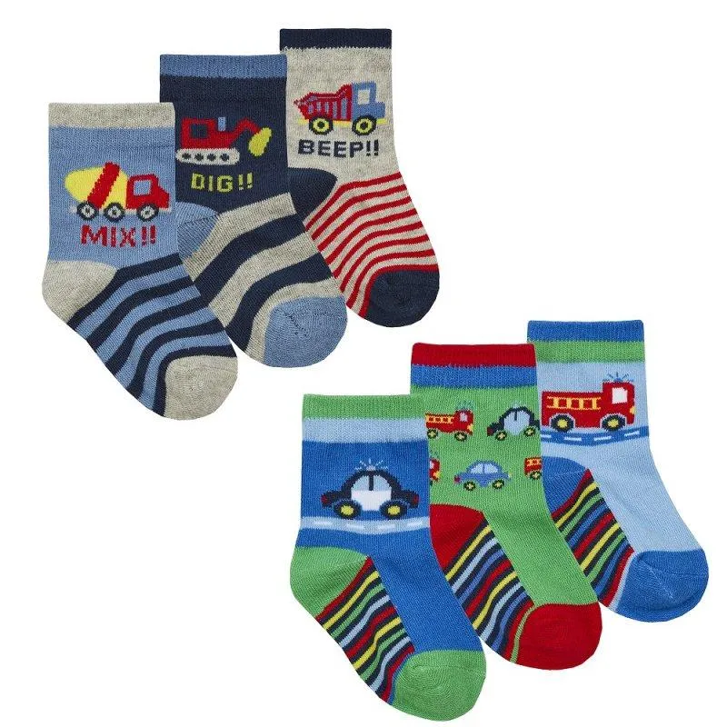 Boys 3pk Cotton Rich Ankle Socks - Cars/Trucks (0-3.5) 44B887