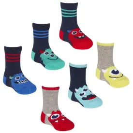 Boys 3pk Cotton Rich Ankle Socks - Monster (0-0) 44B864
