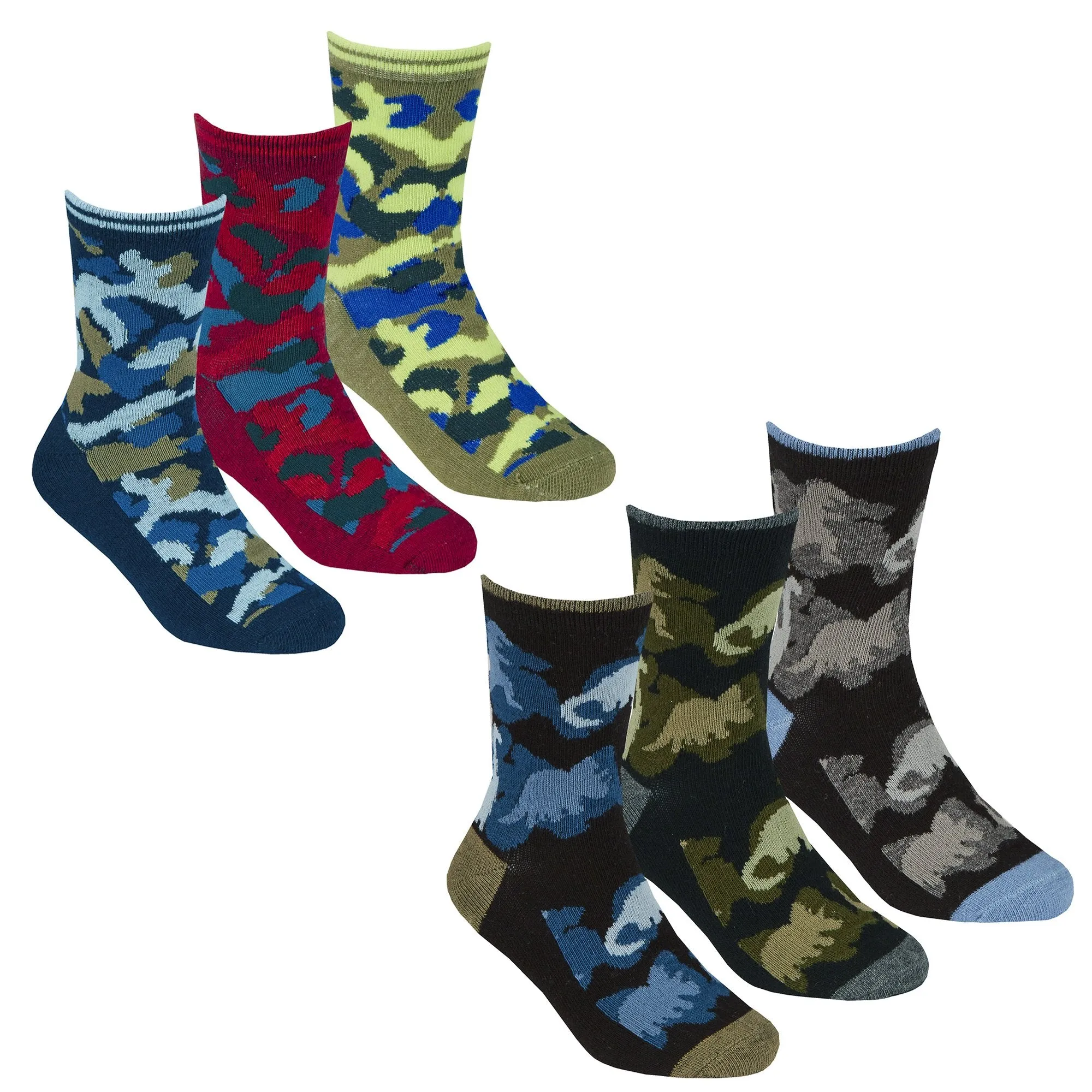 BOYS 3PK COTTON RICH SOCKS - CAMO (6-3.5 assorted) 42B675