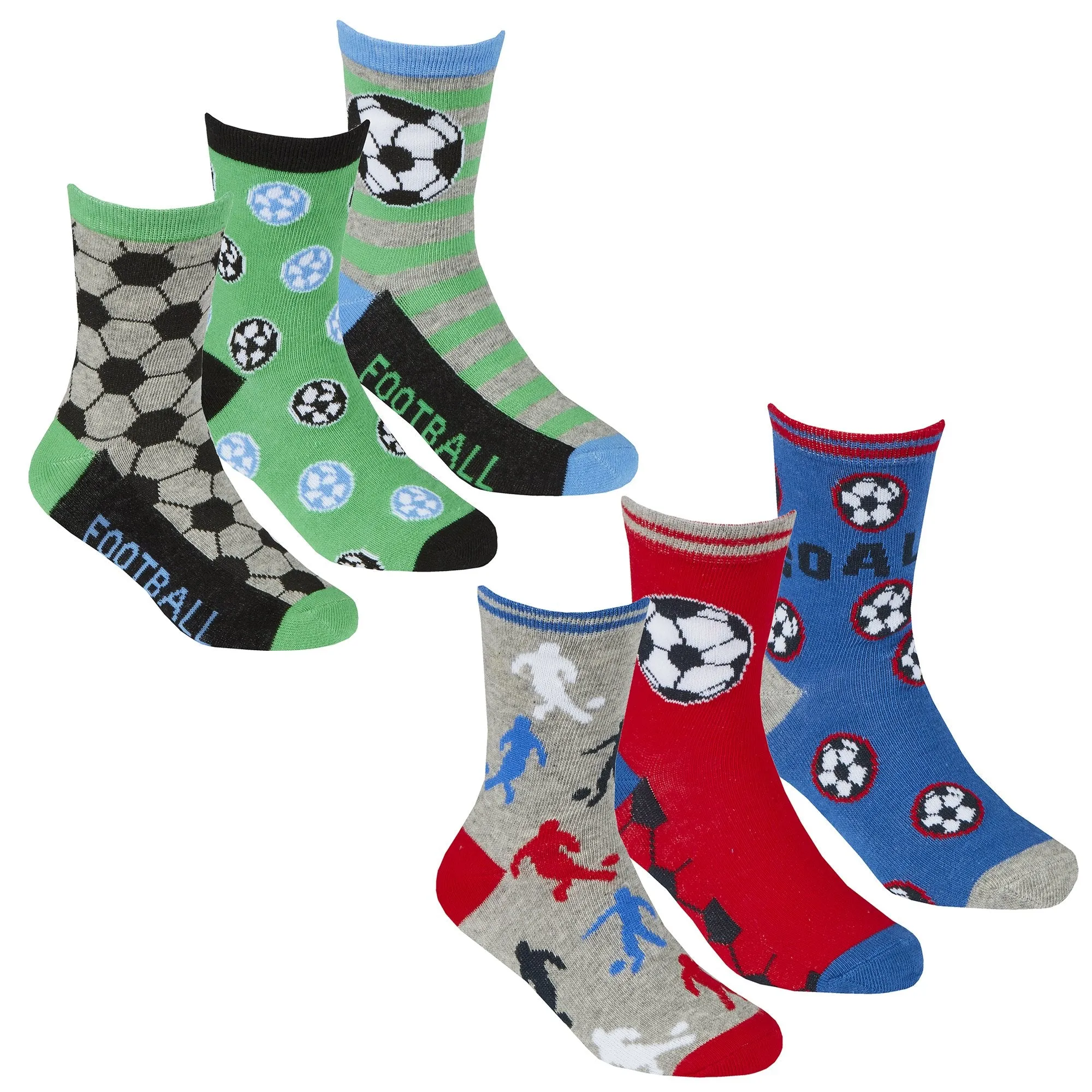 BOYS 3PK COTTON RICH SOCKS - FOOTBALL (6-3.5 assorted) 42B671