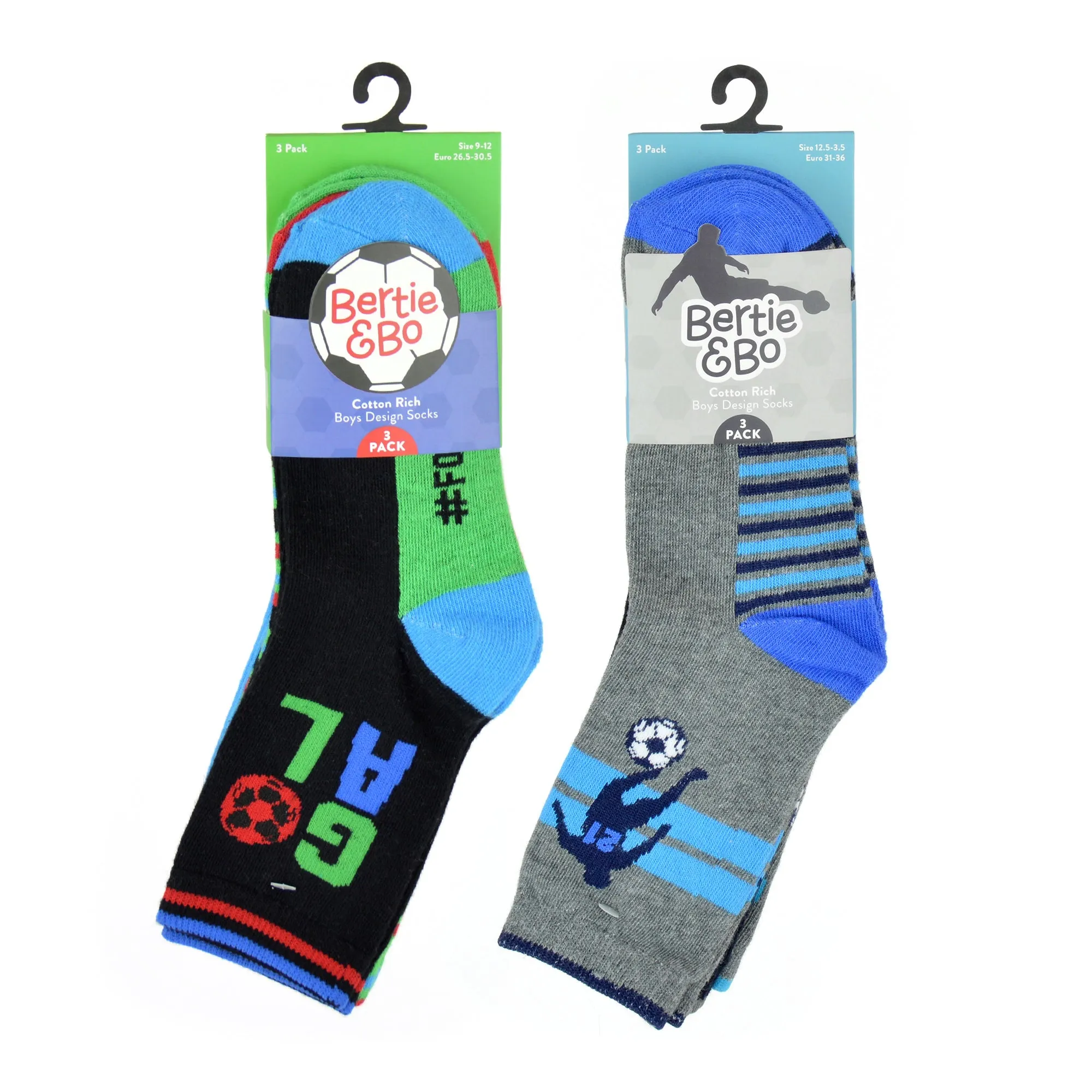 Boys 3pk Socks - Football (PK12) (6-3.5) SK778
