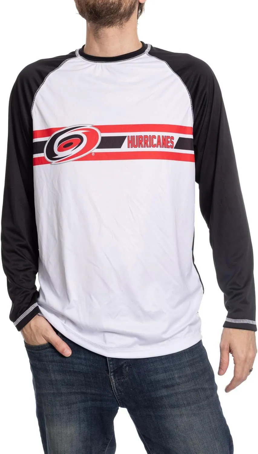 Calhoun Mens Officially Licensed NHL Striped Long Sleeve Rashguard