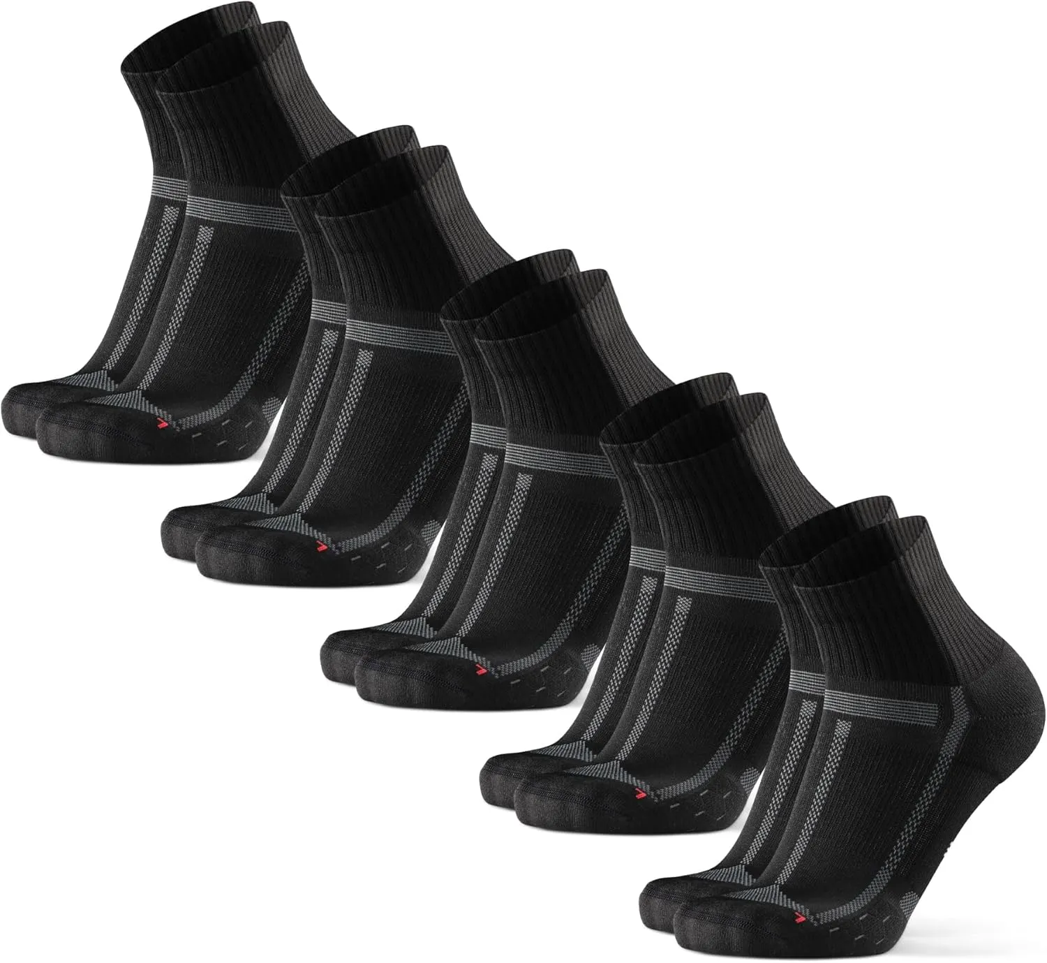DANISH ENDURANCE Cushioned Running Socks for Long Distances, Quarter Length, Anti-Blister for Men & Women, 3 and 5 Pack