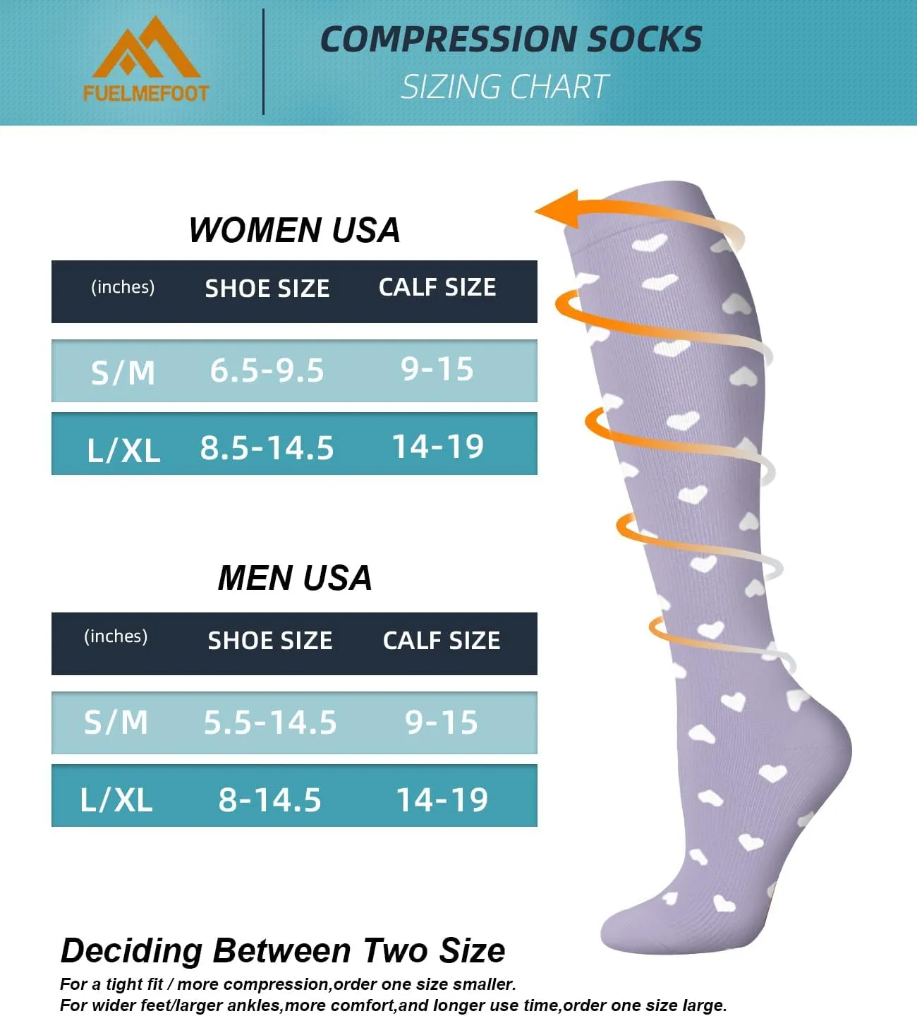 FuelMeFoot Compression Socks For Women Men - Graduated Support Knee High Socks For Nurses, Travel, Athletic