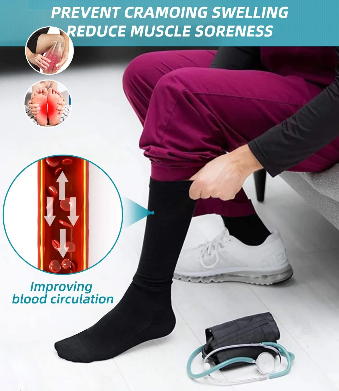FuelMeFoot Compression Socks For Women Men - Graduated Support Knee High Socks For Nurses, Travel, Athletic