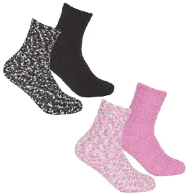 GIRLS 2 PACK POPCORN COSY SOCKS - 9-12 To 4-5.5 (43B760)