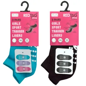 Girls 3 Pack Gym Socks With Grippers - (43B570)