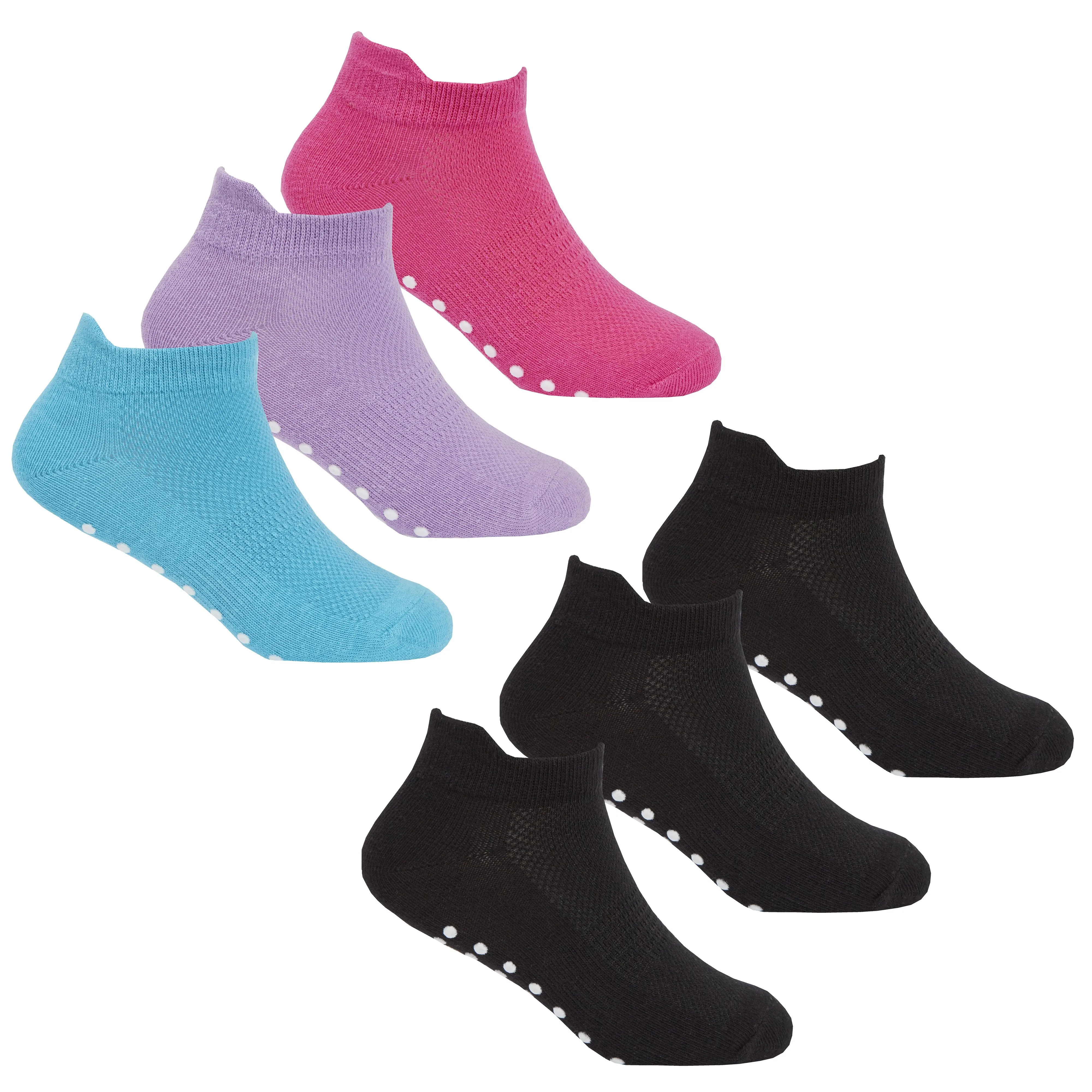 Girls 3 Pack Gym Socks With Grippers - (43B570)
