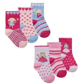 Girls 3pk Cotton Rich Ankle Socks - Fairy (0-3.5) 44B895