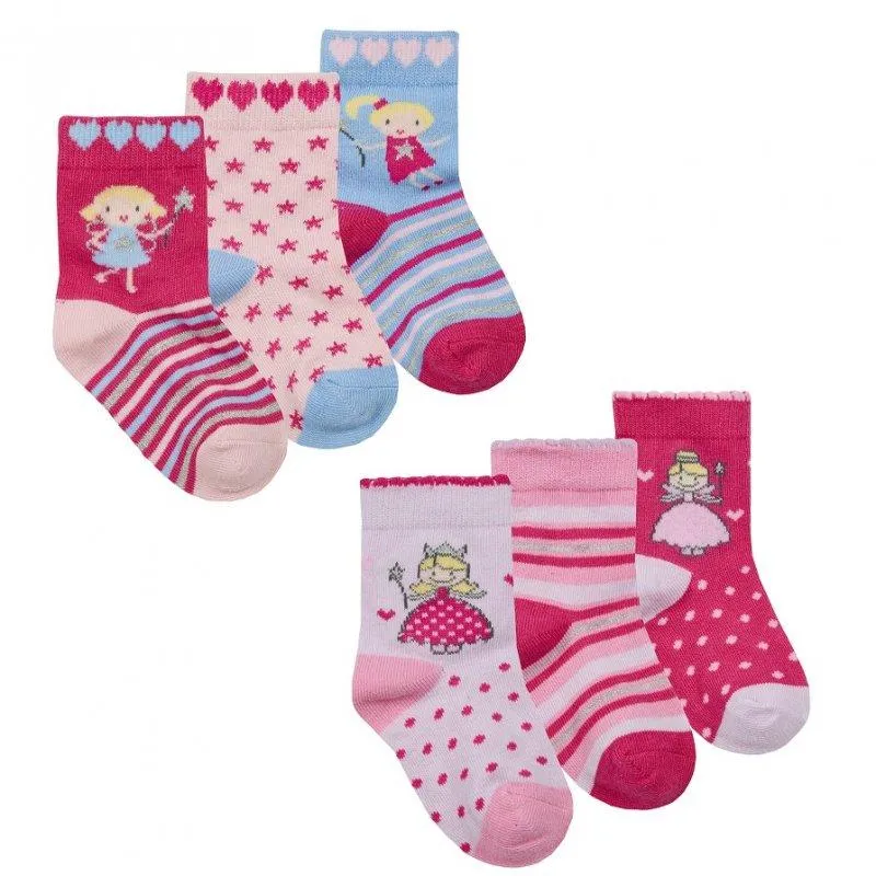 Girls 3pk Cotton Rich Ankle Socks - Fairy (0-3.5) 44B895