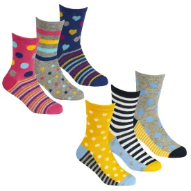 GIRLS 3PK COTTON RICH SOCKS - Polkadots/Hearts (6-3.5 assorted) 43B658