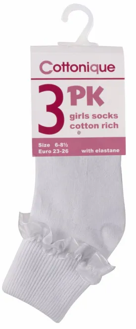Girls 3PK Lace Tot Socks - White (4-5.5) 43B187