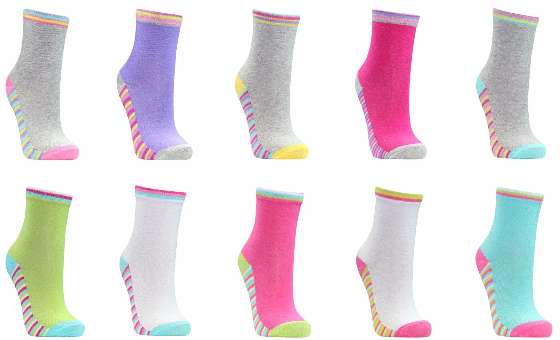 Girls 5PK Heel and Toe Socks (43B305)