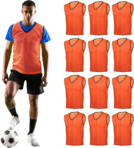 GSi Sports Pinnies - Pack of 12 - Free Size for Youth/Adult - 5 Color Options - Soccer, Basketball Practice Vest