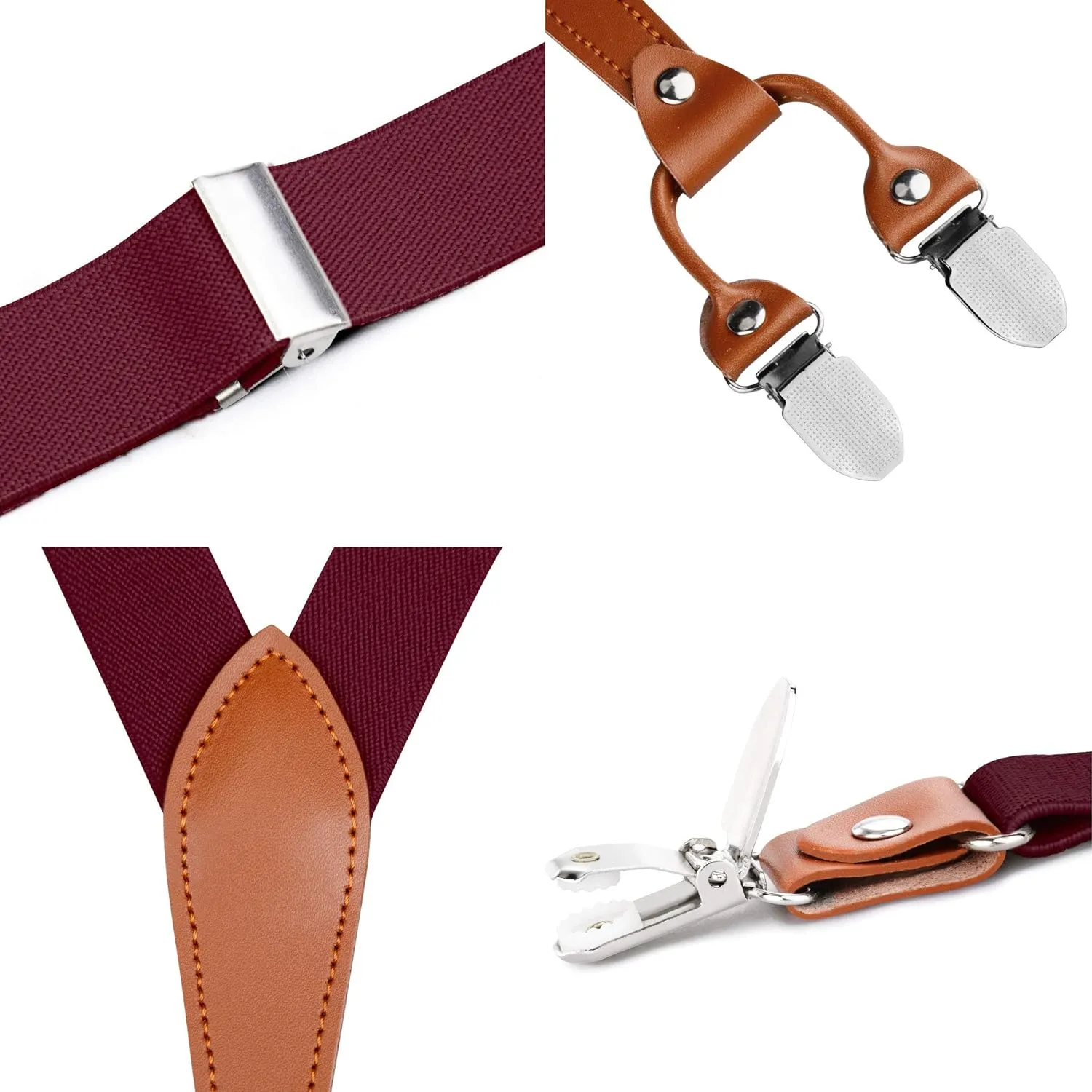 GUSLESON Suspenders & Bowtie Set Men's Elastic Band Suspenders   Bowtie for Wedding, Formal Events