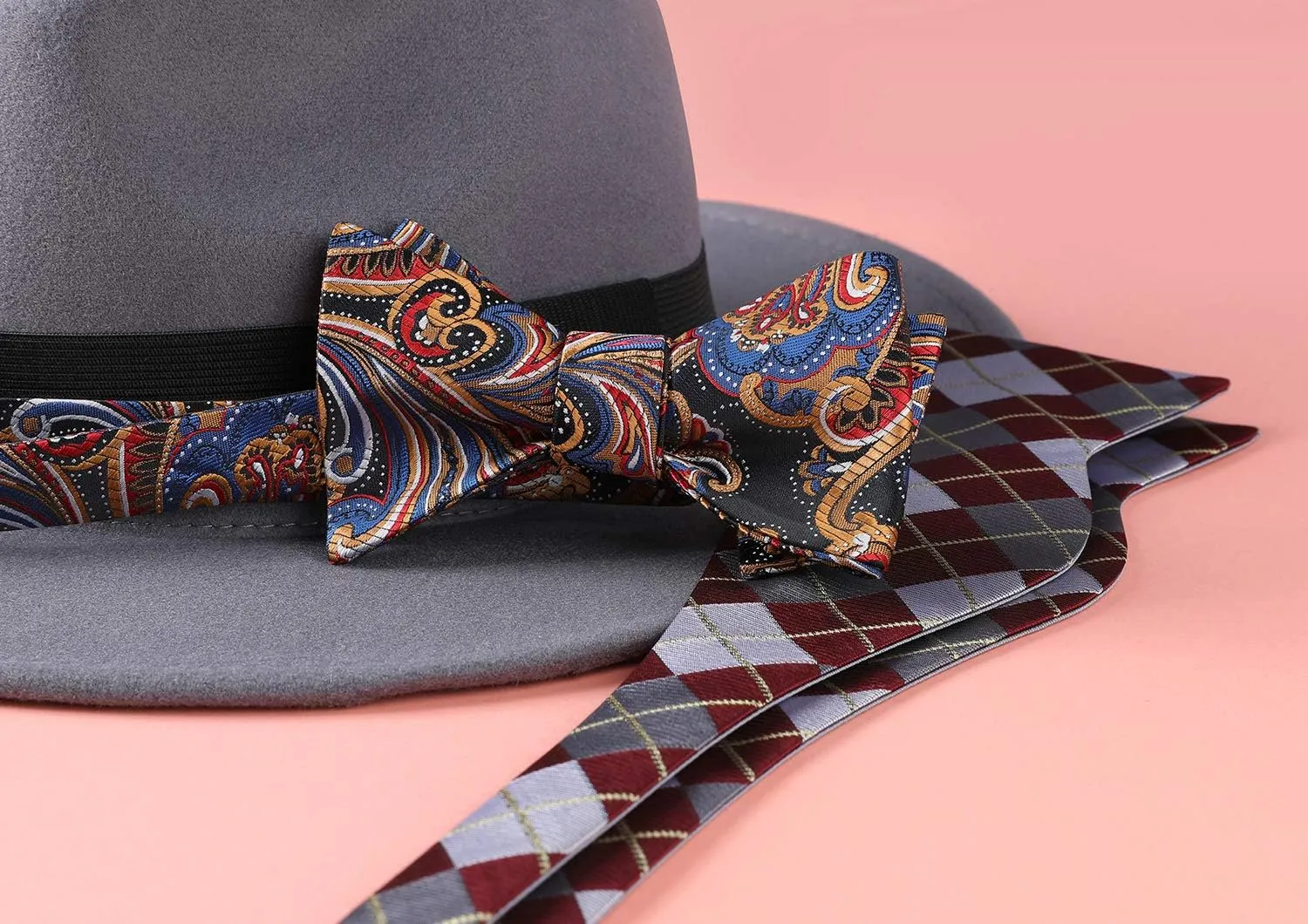 HISDERN Bow Ties for Men Paisley Bowties Mens Self Tie Bow Tie and Pocket Square Set Formal Tuxedo Wedding Bowtie