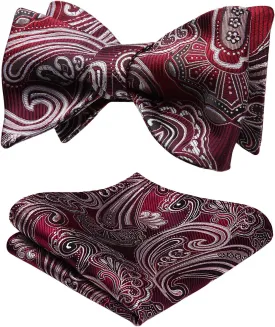 HISDERN Bow Ties for Men Paisley Bowties Mens Self Tie Bow Tie and Pocket Square Set Formal Tuxedo Wedding Bowtie