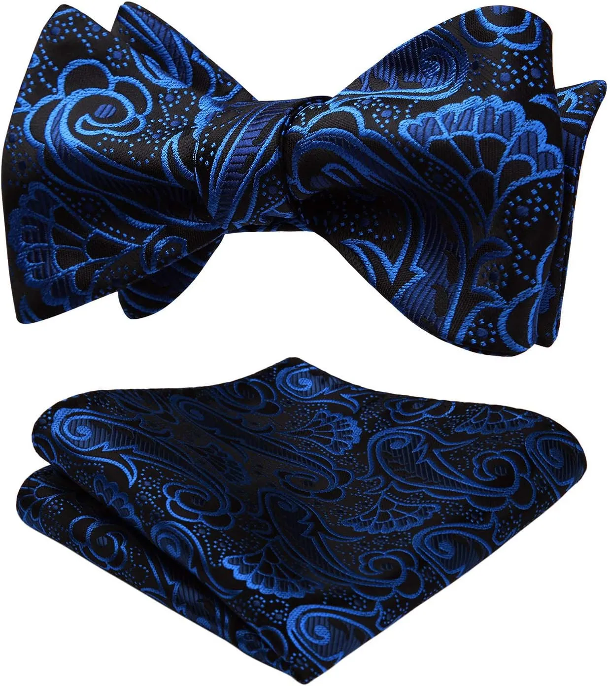 HISDERN Bow Ties for Men Paisley Bowties Mens Self Tie Bow Tie and Pocket Square Set Formal Tuxedo Wedding Bowtie