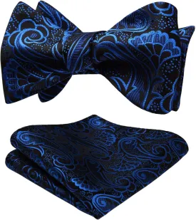 HISDERN Bow Ties for Men Paisley Bowties Mens Self Tie Bow Tie and Pocket Square Set Formal Tuxedo Wedding Bowtie