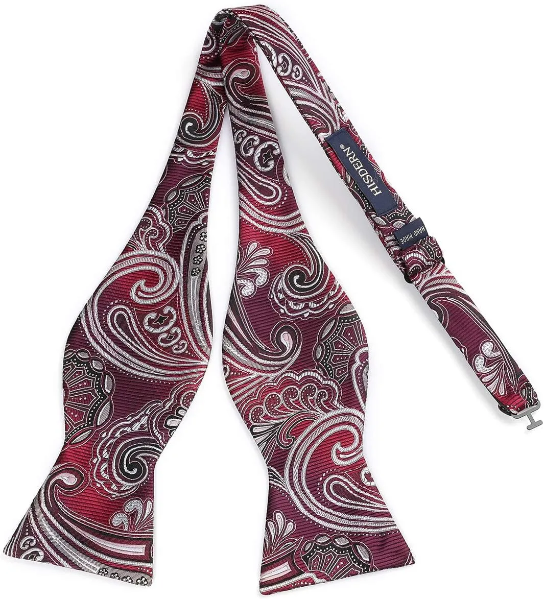 HISDERN Bow Ties for Men Paisley Bowties Mens Self Tie Bow Tie and Pocket Square Set Formal Tuxedo Wedding Bowtie