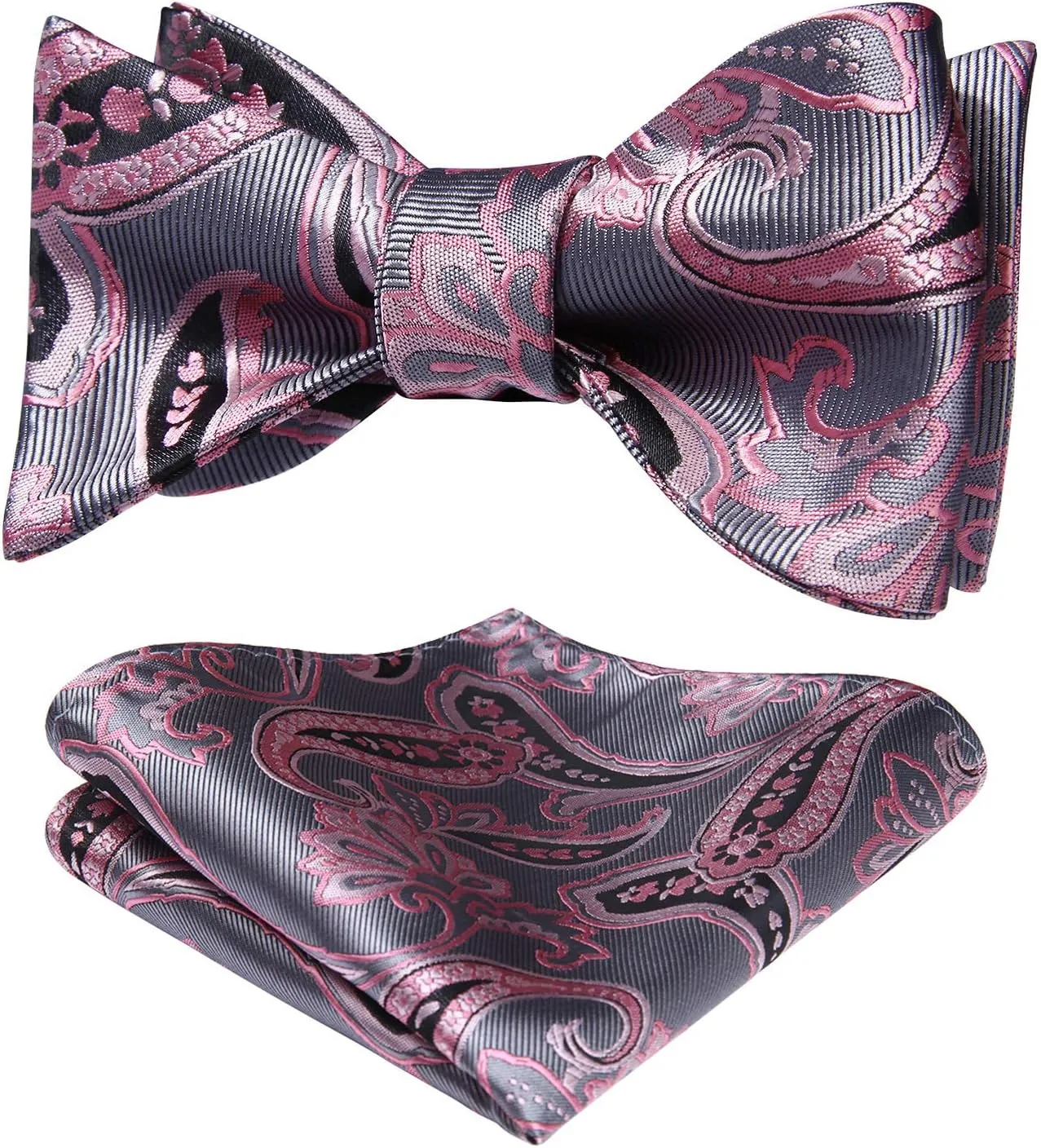 HISDERN Bow Ties for Men Paisley Bowties Mens Self Tie Bow Tie and Pocket Square Set Formal Tuxedo Wedding Bowtie