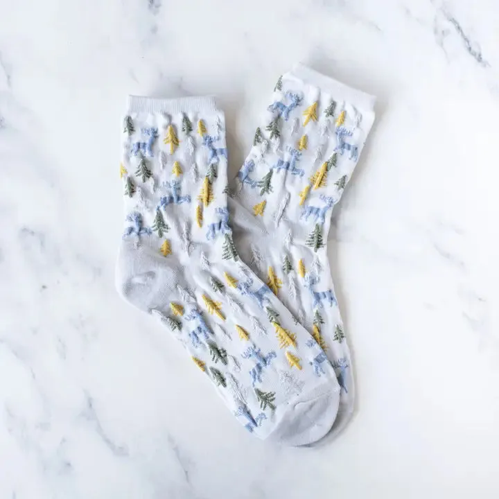 Holiday Grey Forest Socks