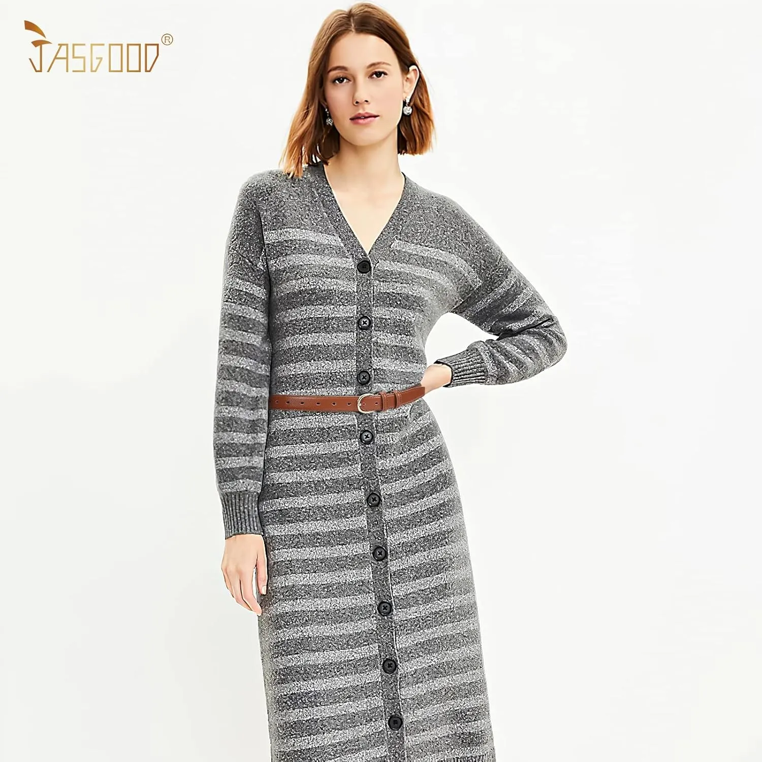 JASGOOD Women's Leather Belt Fashion Dress Belt with Gold Buckle for Ladies Jeans Pants